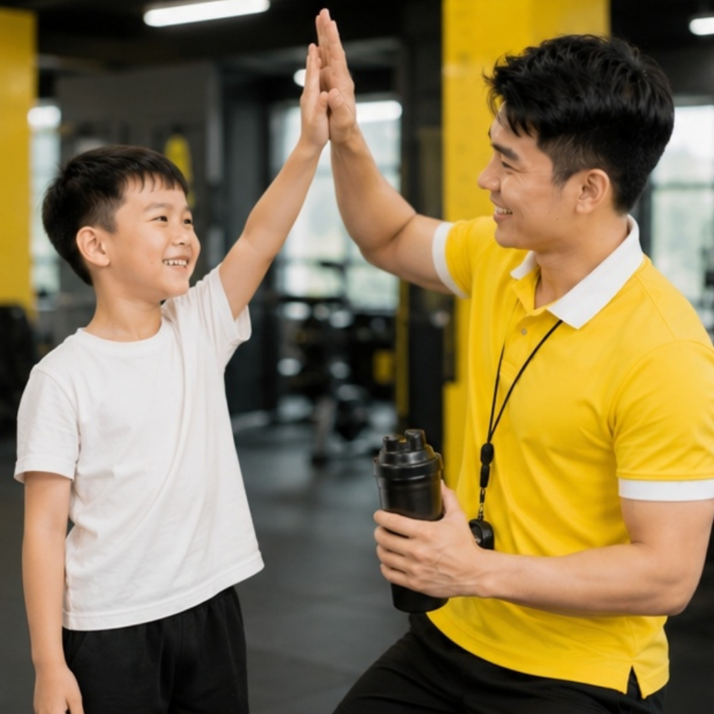Trẻ tập tăng khối lượng cơ